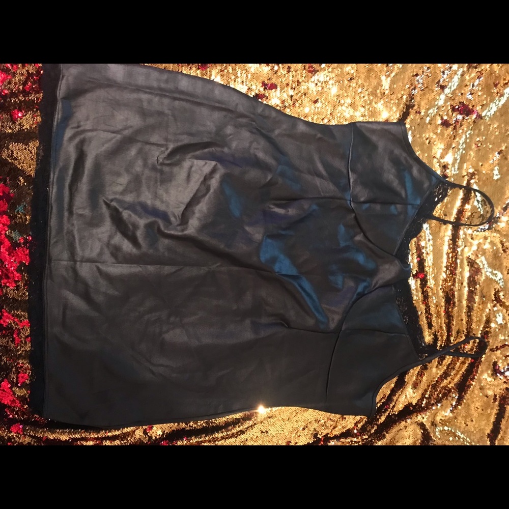 BooHoo Lace Leather look Bodycon Dress